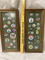 Framed presidential campaign buttons