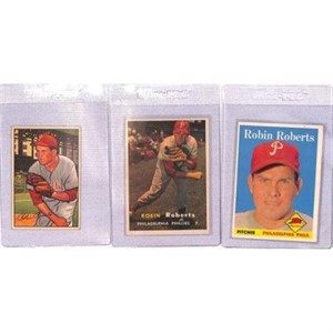 (3) Vintage Robin Roberts Cards 1951-1958