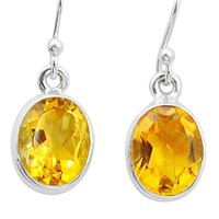 Natural 7.48ct Oval Faceted Citrine Earrings