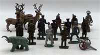 (MN) Vintage Metal Soldiers and Animals 3 inches