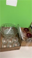 PUNCH BOWL SET, ANNIVERSARY DISHES AND GLASSWARE