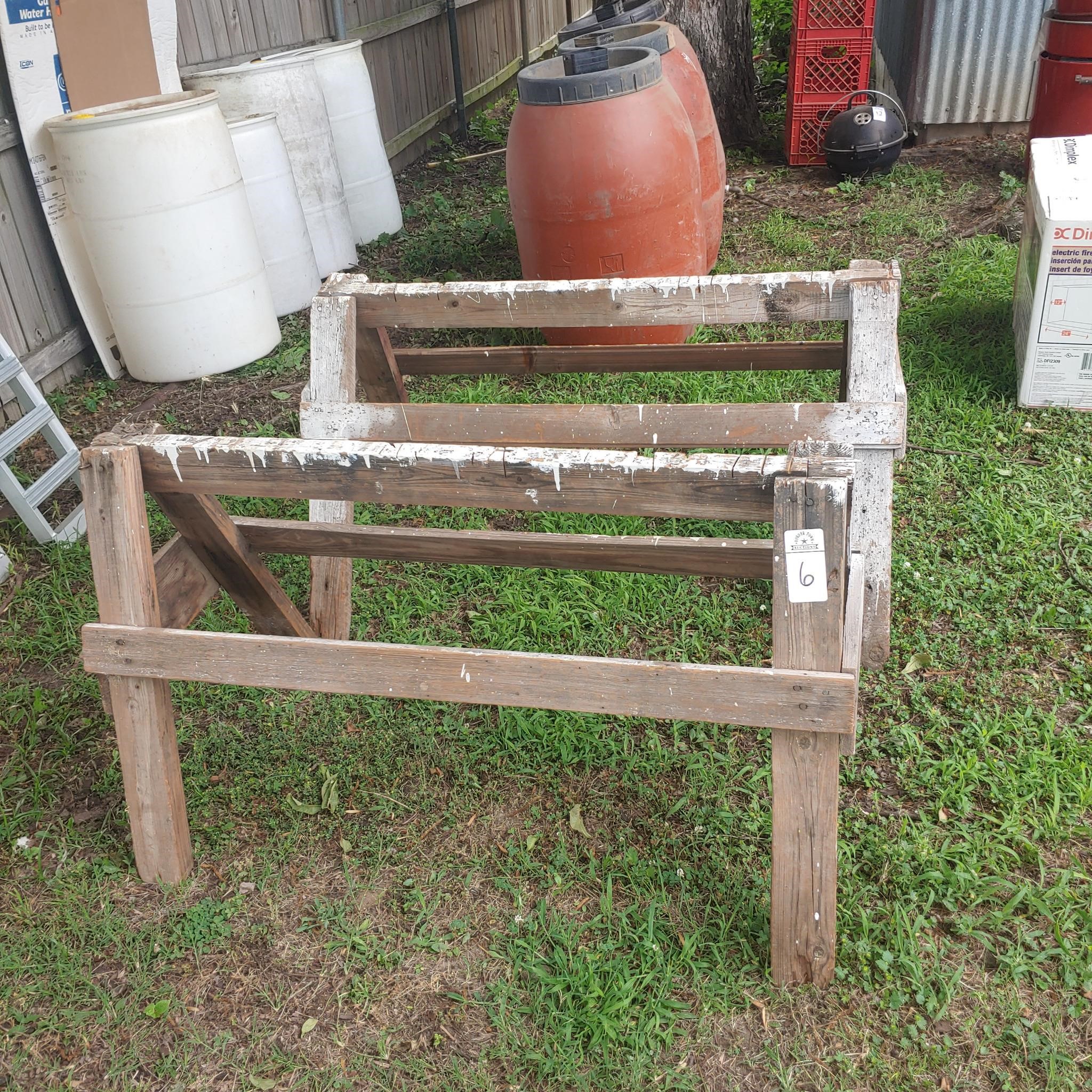 PAIR OF WOOD SAW HORSES