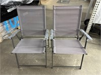 2pk Sling Folding Patio Chairs, Gray