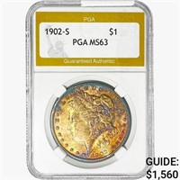 1902-S Morgan Silver Dollar PGA MS63