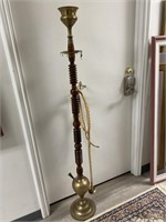 Brass and wood hookah
