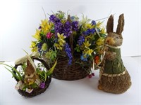Decorative Easter Items - Rabbits & Faux Flowers