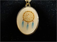 Dream Catcher Design Oval Pendant