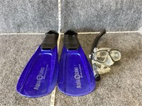 Snorkel Mask and Aqua Lung Racing Fins