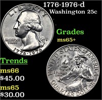 1776-1976-d Washington Quarter 25c Grades GEM+ Unc