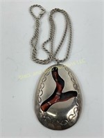 925 chain with 2.5" pendant with coral