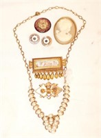 Antique jewelry - cameo,  unusual brooch