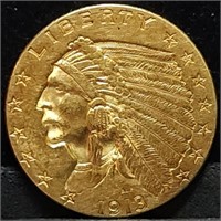 1913 $2.50 Indian Head Gold Quarter Eagle