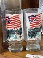 2 Vintage Grand Union Early Flags Glasses