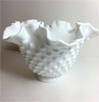 Vintage Fenton Hobnail White Milk Glass Ruffled