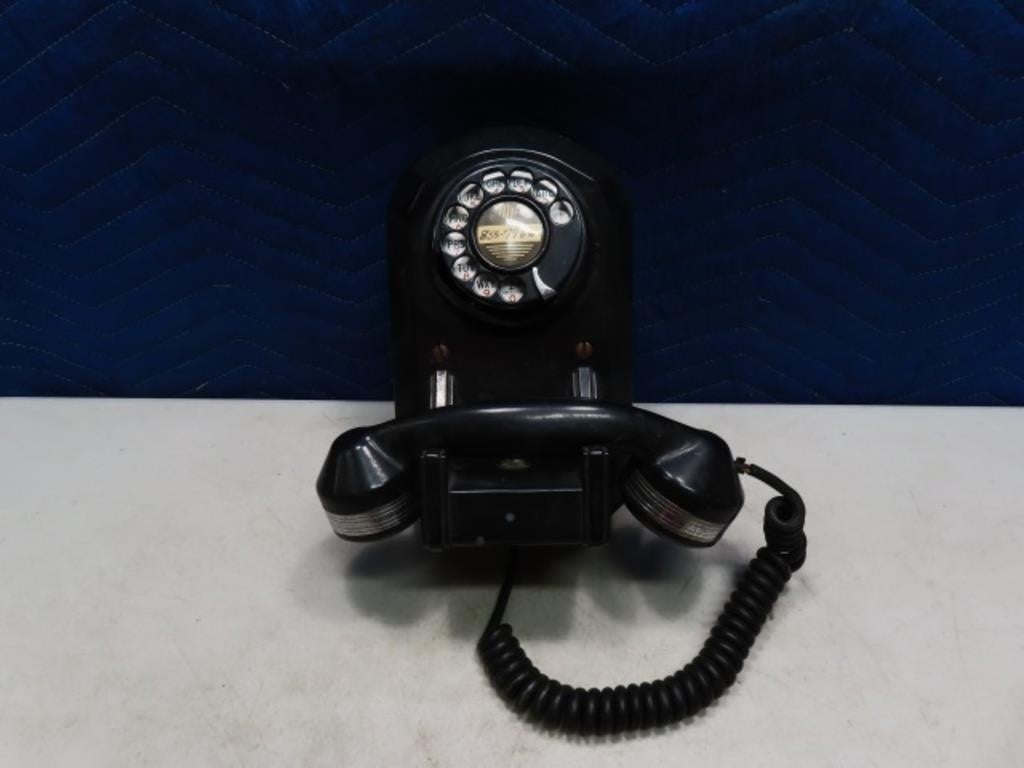 early Rotary Dial Wall Telephone Vintage Unq AS IS