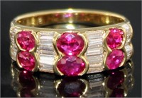 18kt Gold 2.32 ct Natural Ruby & Diamond Band