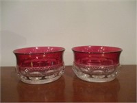 Cranberry cut crystal bowls