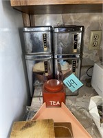 MCM chrome kitchen canister set & red tea