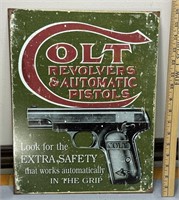 Metal Colt Revolver Sign See Photos for Details