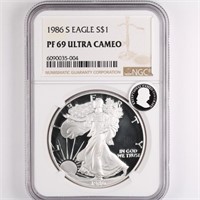 1986-S Proof Silver Eagle NGC PF69 UC