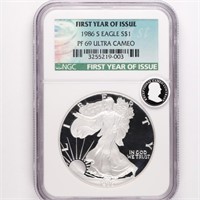 1986-S Proof Silver Eagle NGC PF69 UC