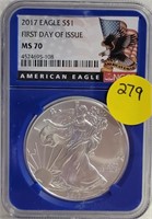 2017 1ST DAY OF ISSUE SILVER EAGLE DOLLAR