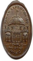 1901 Elongated Penny Pan Am Expo Temple of Music