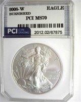 2008-W Silver Eagle MS70 Burnished LISTS $100