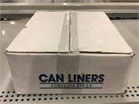 Box of 1000 trash can liners clear 24x24in