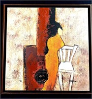 Canvas Print Woman With White Chair