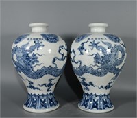 Chinese blue and white porcelain vase pair