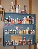 Blue Wooden Wall Shelf & Contents