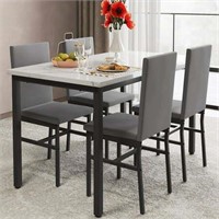 5 Piece Dining Room Set  Gray Velvet Chairs  L802