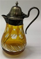 Amber Cut To Clear Syrup Pitcher