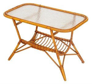 Aesthetic Movement Style Bamboo Glass Top Table
