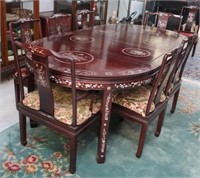 Chinese inlaid rosewood extension dining table