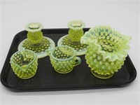 LOT OF 5 PC FENTON YELLOW HOBNAIL URANIUM