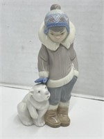 Lladro Figurine - Eskimo Boy with Pet