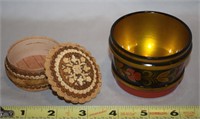Russian handmade wood woven box + Lacquer pc