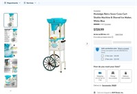 B8202  Nostalgia Snow Cone Cart White/Blue