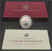 1988-D Uncirculated Silver Dollar Olympiod/Liberty