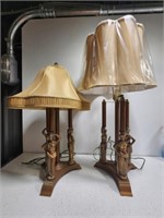 2 metal lamps with different shades