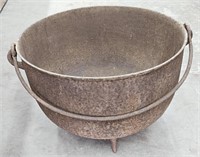 (F) Large Primitive Cast Iron Cauldron With