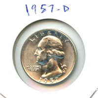 1957-D Uncirculated Washington Silver Quarter