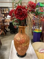 40” tall wicker looking vase and flowers