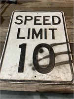 Vintage road sign 10 mph stamped