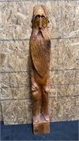 5' TALL HAND CARVED WOOD MAN W/ BEARD STATUE