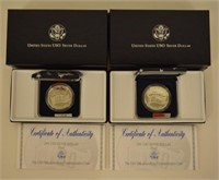 Pair Of 1991 US Mint USO Proof Silver Dollars