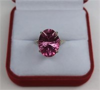 Sterling Silver Pink Sapphire Oval Cut Ring