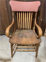 Wooden Elbow Chair with Upholstered Back Head